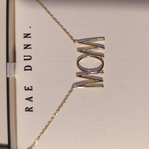 Rae Dunn "MOM" Necklace Gold Color Sterling Silver Gift Box - Picture 3 of 3